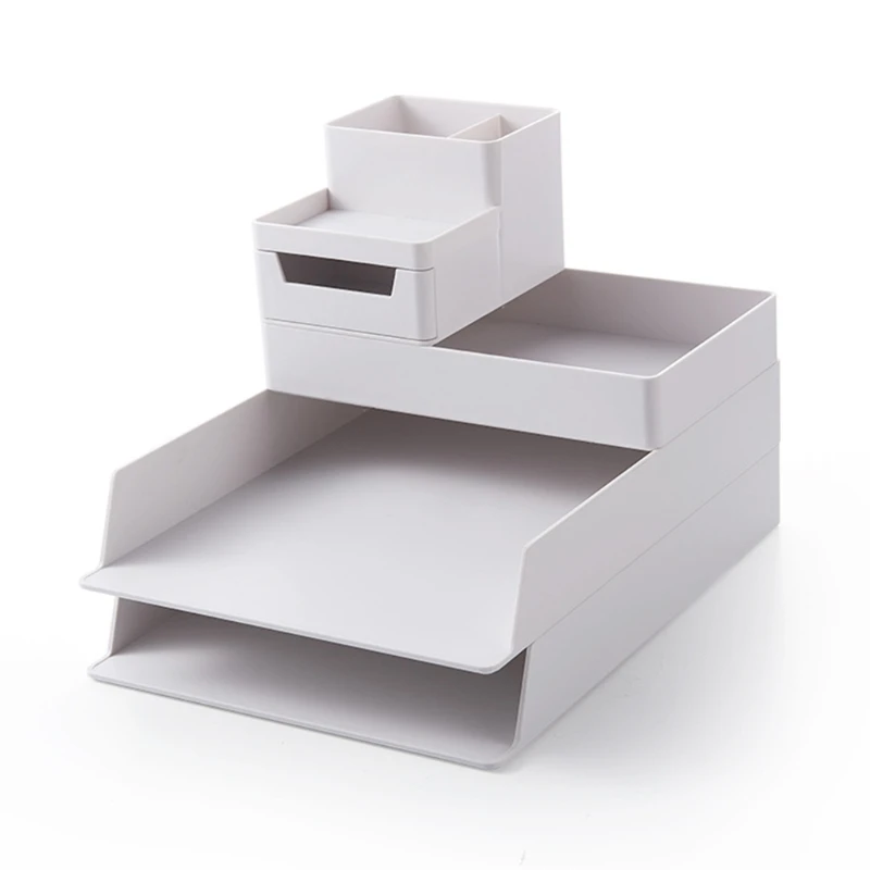 Imagem -06 - Organizador de Documentos de Papel a4 Estojo de Plástico para Mesa de Escritório Armazenamento de Mesa com Superposição Caixa de Arquivo de Suporte Material Escolar