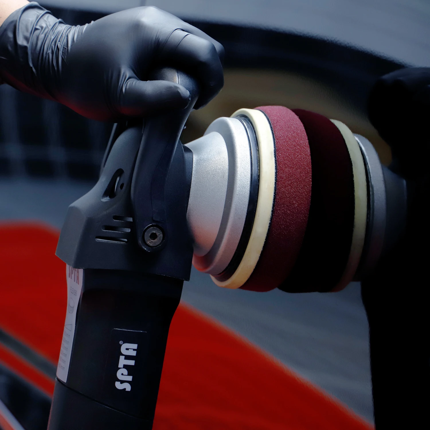 SPTA 5inch 125mm Forced Rotation Dual Action polisher Professinal Car Buffing Polisher Set with Polishing Pads