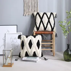 Tufted Nordic Woven Cushion Cover 30x50/45x45cm Boho Tassel Chenille Throw Pillow Case For Home Living Room Sofa Decorative