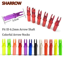 30pcs Colorful Arrow Nocks Archery Insert Arrow Tail ID6.2mm Carbon Fiberglass Arrow Shaft DIY Nock Shooting Hunting Accessories