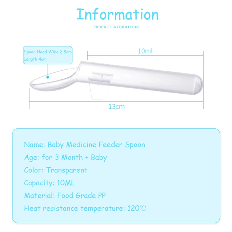 10ML Baby Medicine Feeder Spoon Kids Babies Safety Transparent PP Feeding Spoons for Newborn Toddler Utensils Children Baby Care