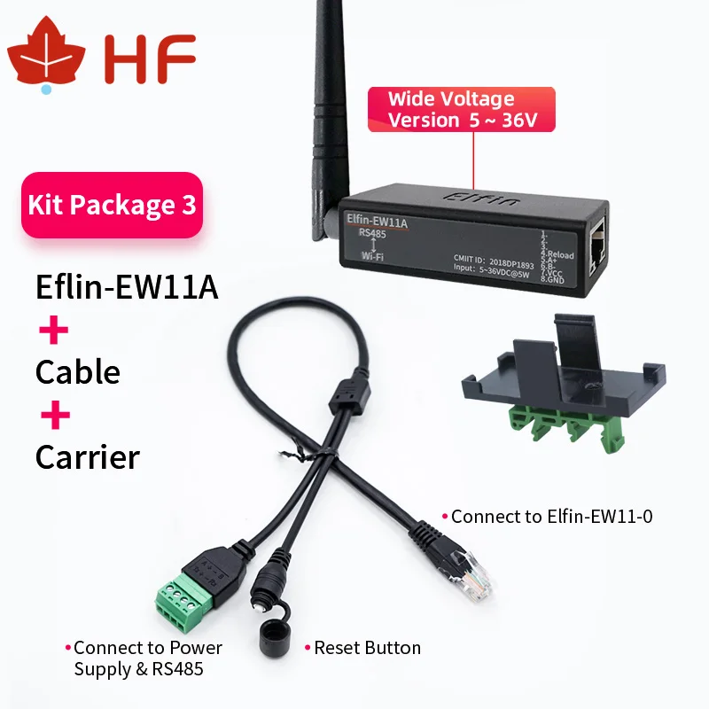 

Elfin-EW11A-0 Wide Voltage Wireless Networking Devices Modbus TPC IP RJ45 RS485 to WIFI Serial Server DTU