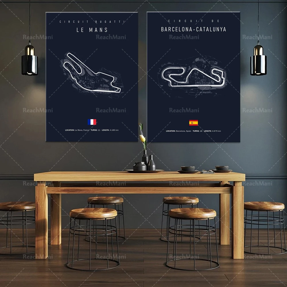 Affiche de peinture de modèle moderne de circuit du Mans, cadeau