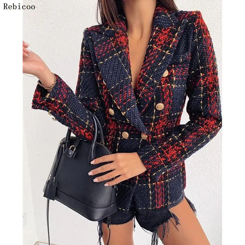 Blazer donna autunno inverno abito Blazer nuovo Casual doppio petto tasca donna giacche lunghe elegante giacca a maniche lunghe