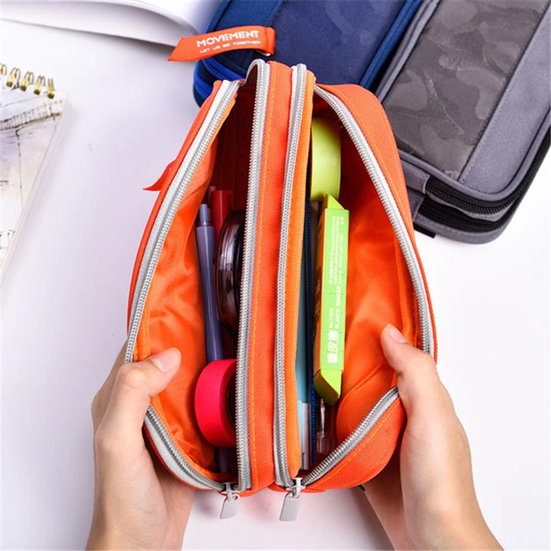 Trousse à crayons en toile camouflage à Double fermeture éclair, sac à crayons pour garçons, sac de papeterie scolaire, étui à stylos pour étudiants, sacs de rangement de fournitures scolaires