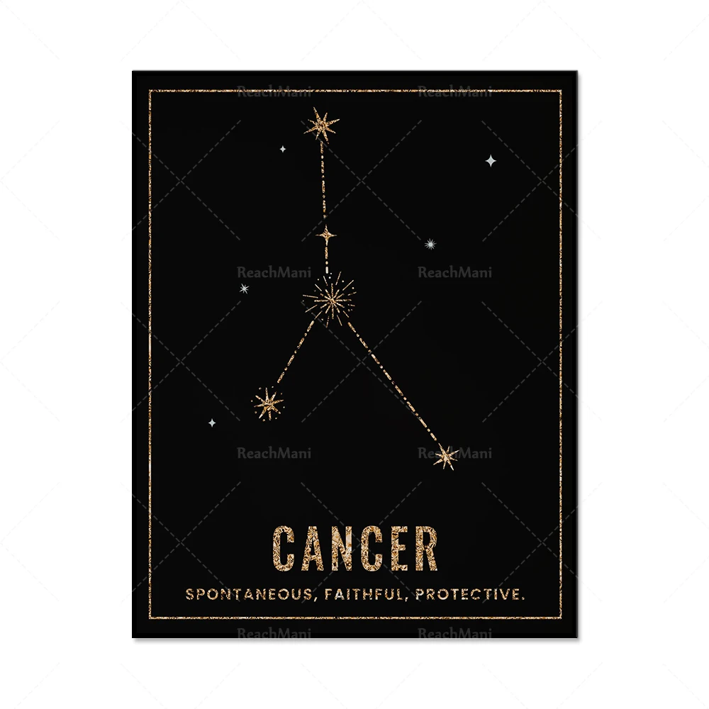 Kindergarten wall art twelve constellation canvas poster zodiac astrology sign print painting Nordic children decoration picture