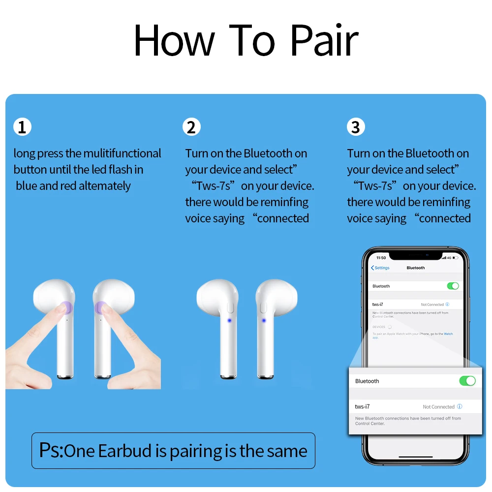 Cuffie Wireless i7s TWS 5.0 auricolari Bluetooth auricolari Sport cuffie vivavoce con scatola di ricarica per Xiaomi Android LG