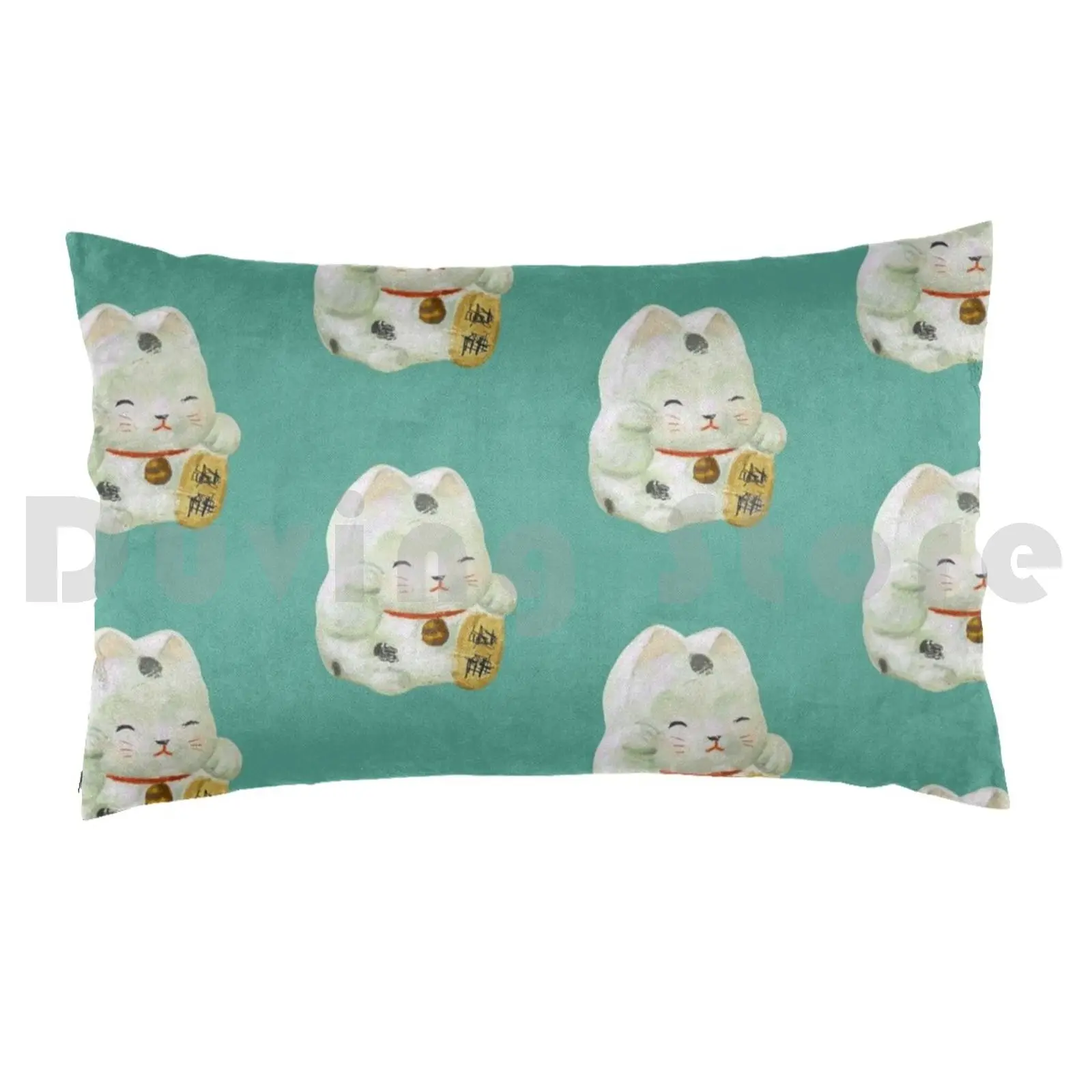 Maneki Neko , Lucky Charm Cat Japanese Asian Pillow Case 20*30 Inch Maneki Neko Neko Cat Cute Kitty Japanese