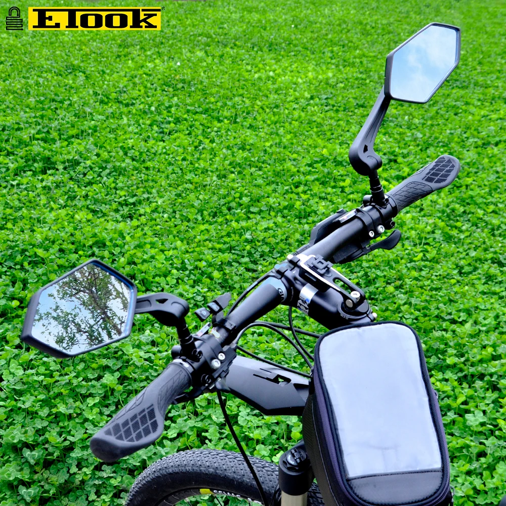 ETOOK Bicycle Rear View Mirror Handlebar Reflector Wide-Range Adjustable Angles Mirror Mountain Bike E-Scooter Accessories