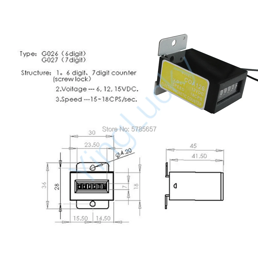 Mechanical Coin Counter Meter for Arcade Slot Machine, Coin Acceptor, Operated Vending Machines, Accessories, 6 Digits, 12V