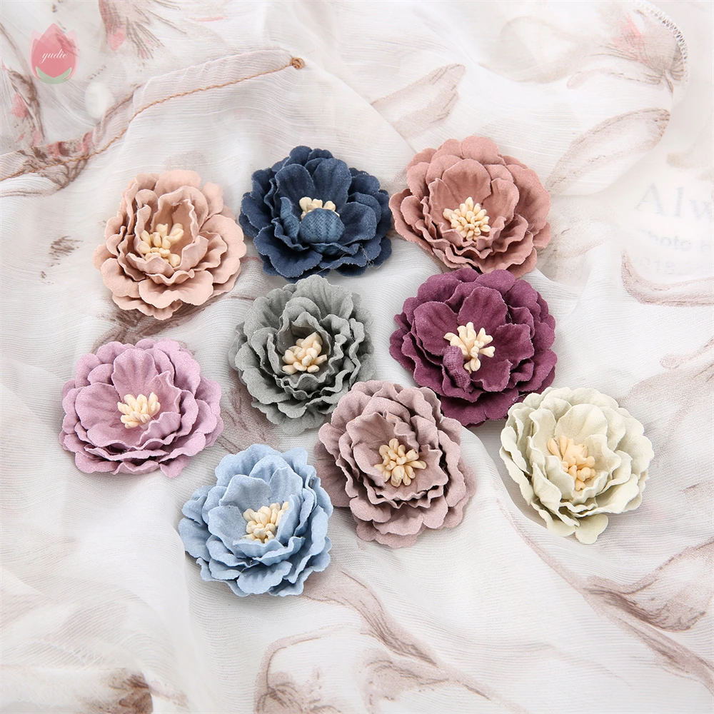 5/20Pcs 4Cm Artificial Flowers Head Silk Fake Flowers Diy Home Living Room Wedding Decoration Christmas Wreath New Year\'S Decor