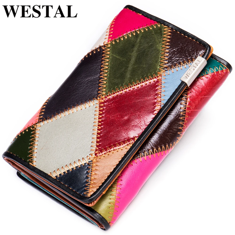 

WESTAL Coin Wallet Women Female Leather Small Purse Checkbook Holder Woman Wallet Cash and Card Colorful Wallets for Women 517