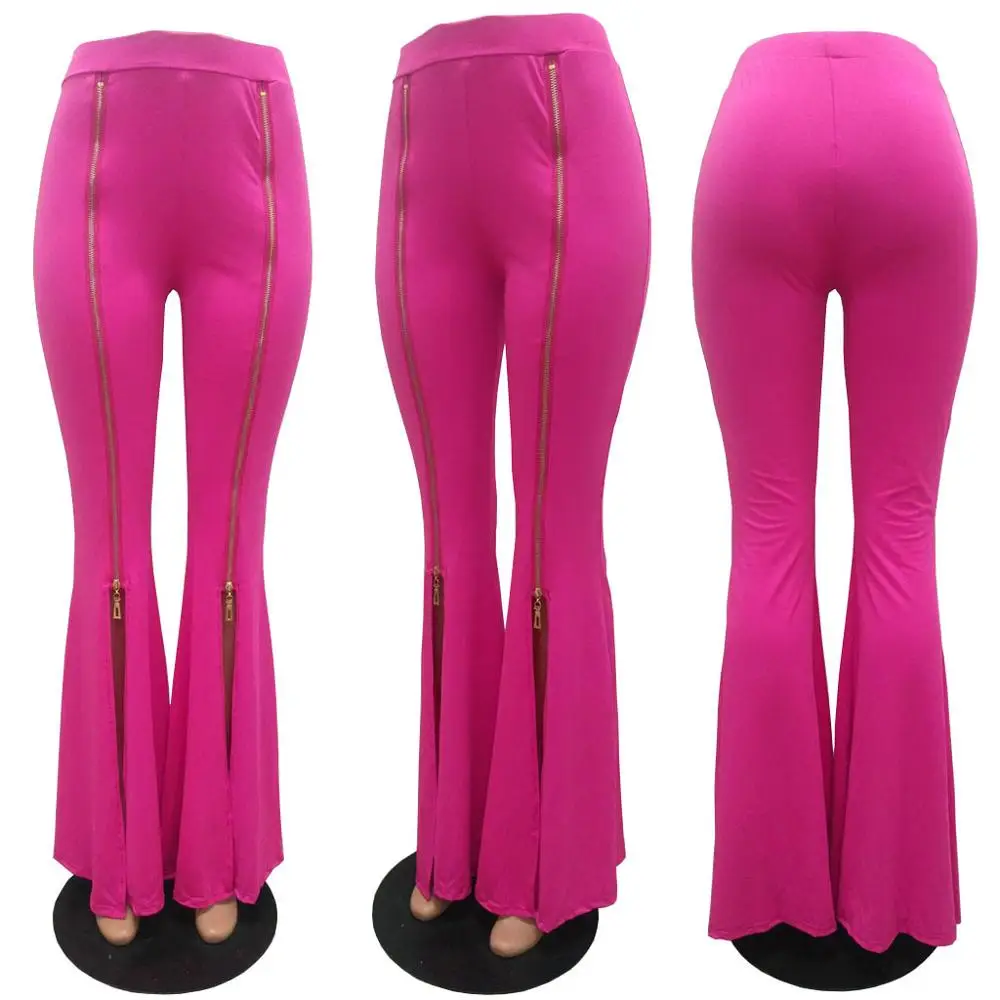 BKLD-pantalones acampanados con volantes para mujer, pantalón de pierna ancha y cintura alta, color liso, novedad de otoño, 2024