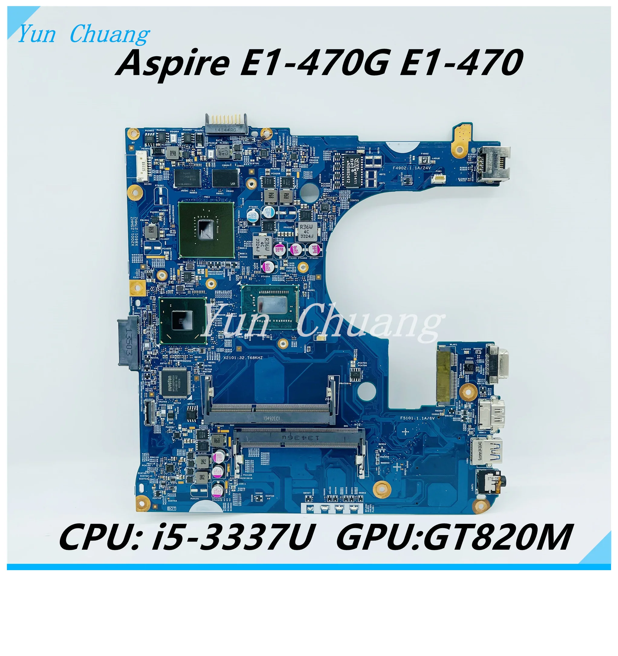 

EA40-CX MB 12280-3 48.4LC02.031 NBMJY11003 For ACER Aspire EC-470 E1-470 e1-470G Motherboard With 820M GPU SR0XL I5-3337U CPU