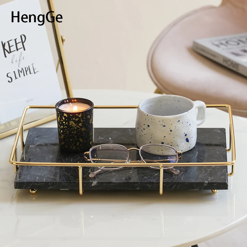 

Light Luxury Marble Trays Decorative Coffee Table Tray Porch Put The Key Tray Desktop Accessories Storage Plate Home Decore