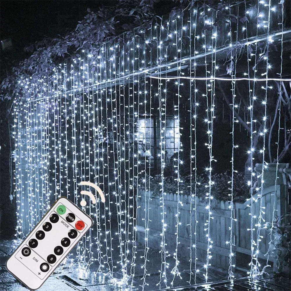 Christmas Decoration 3*3 6*3 9*3M Window Curtain Lights Outdoor Garland for Wedding Garden Patio String Lights New Year 2024