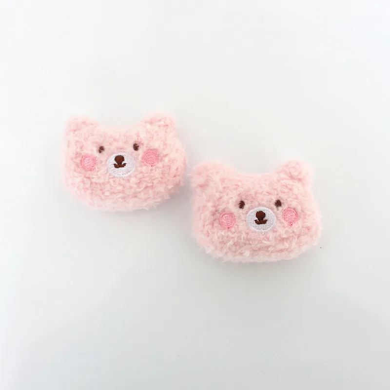 10Pcs/Lot 5*6CM Plush Fur Felt Cartoon Bear Appliques For Baby Headwear Clip Bow Accessories Decor Patches