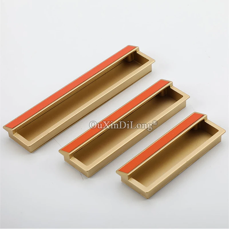 New 2PCS Zinc Alloy Embedded Sliding Door Handles Drawer Pulls Invisible Tatami Cupboard Wardrobe Closet Dresser Cabinet Pulls