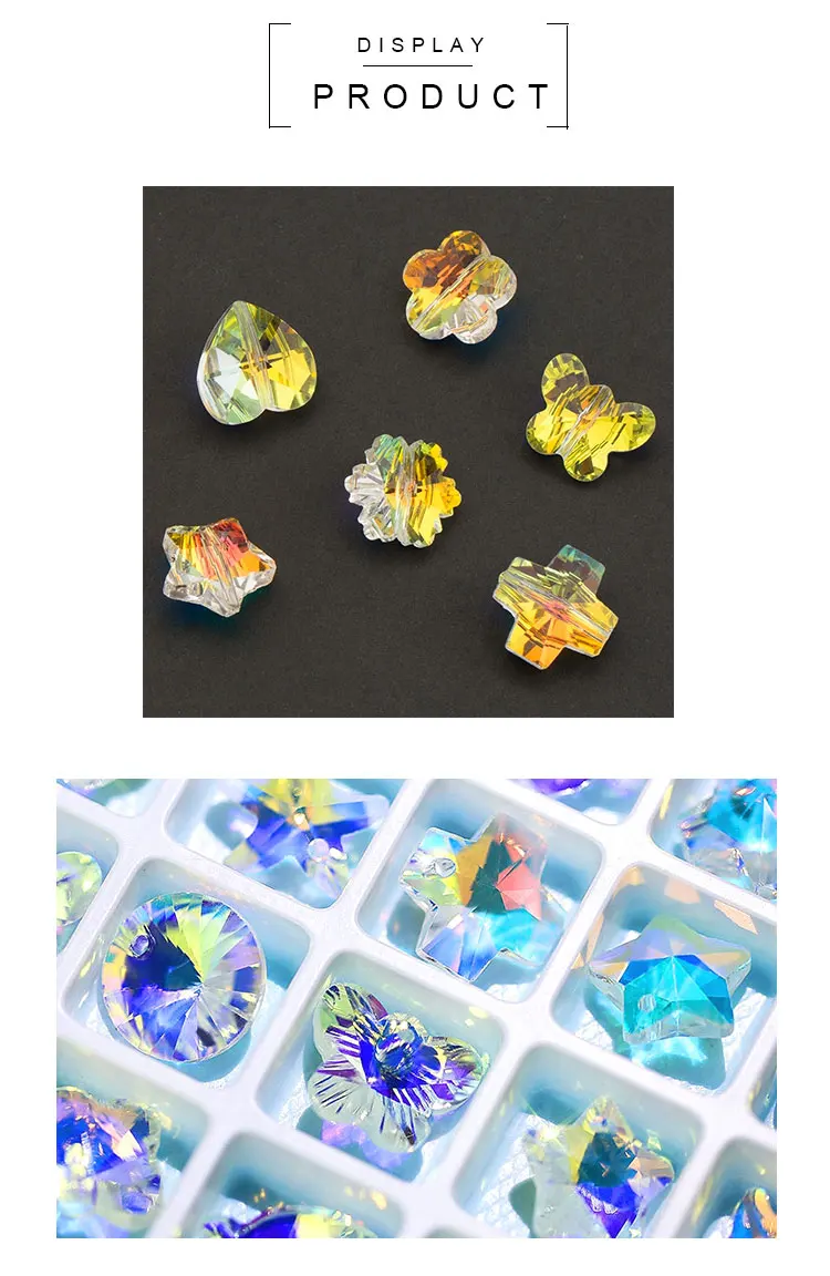 28PCS 14mm AB Farbe Kristall Anhänger Glas Perlen Herz/Stern/Bär Charms Perlen für Schmuck Machen Halsketten Ohrringe DIY Armbänder – Detail 12