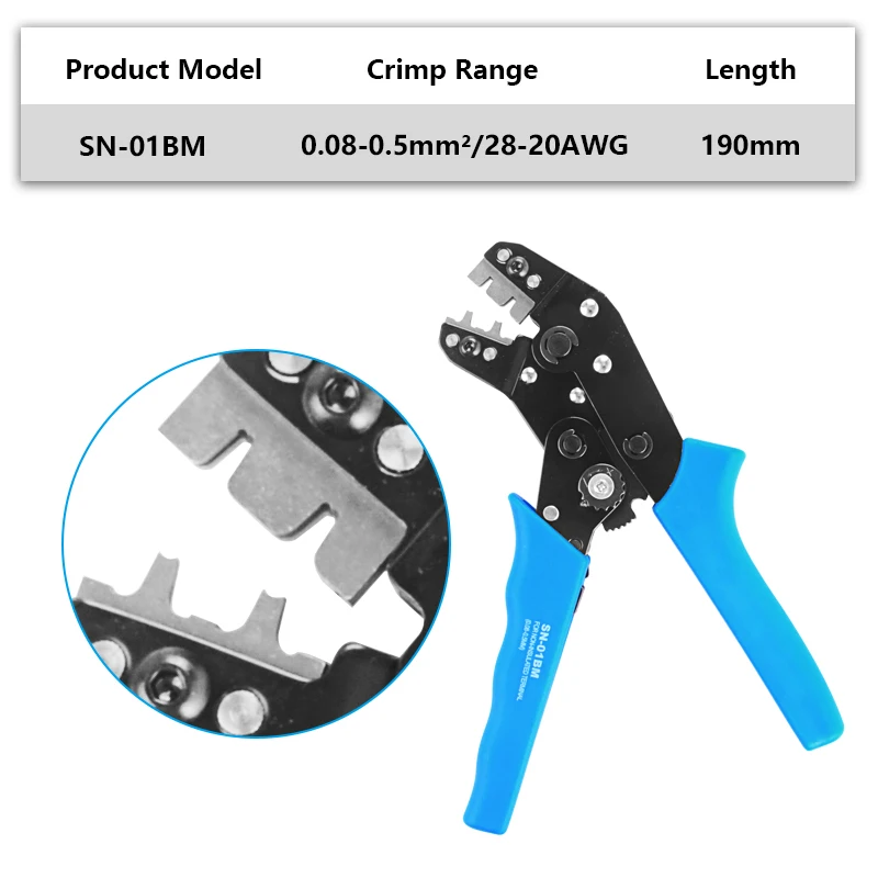 SN-01BM Crimping plier Kit CrimperTool 1550PCS 2.54mm Dupont Connectors 460pcs 2.54mm JST-XH Connectors AWG 26-20(0.1-0.5mm²)