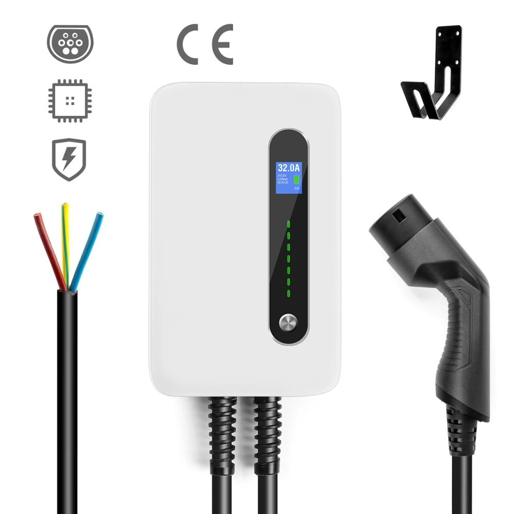 Lefanev-estación de carga EV tipo 2 para vehículo eléctrico, Cable 32A, cargador de coche EVSE Wallbox IEC 62196-2, nivel 2, 240V, 7.6KW