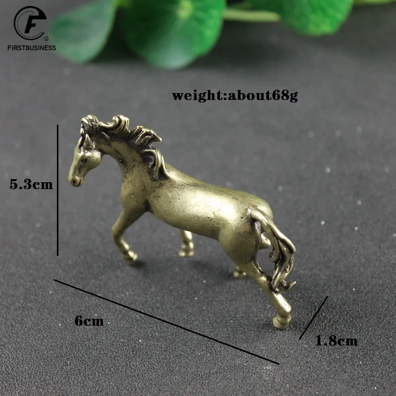 Vintage Copper Horse Statue Lucky Desktop Ornaments Pure Brass Animal Figurines Miniatures Tea Pet Home Decoration Accessories