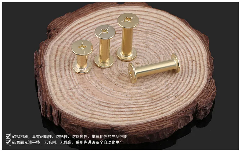 plated daughter ledger screw, book screw, album butt joint menu screw, lock screw M5 50Pcs