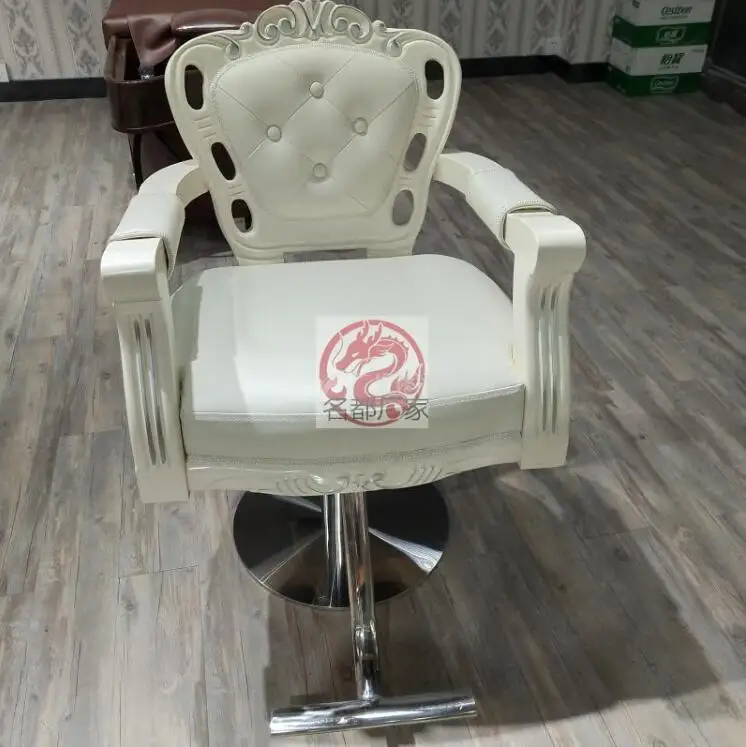 European Oak online celebrity Hairdressing Chair Hair Chair Lifting Hair Salon Special Retro Haircutting Chair