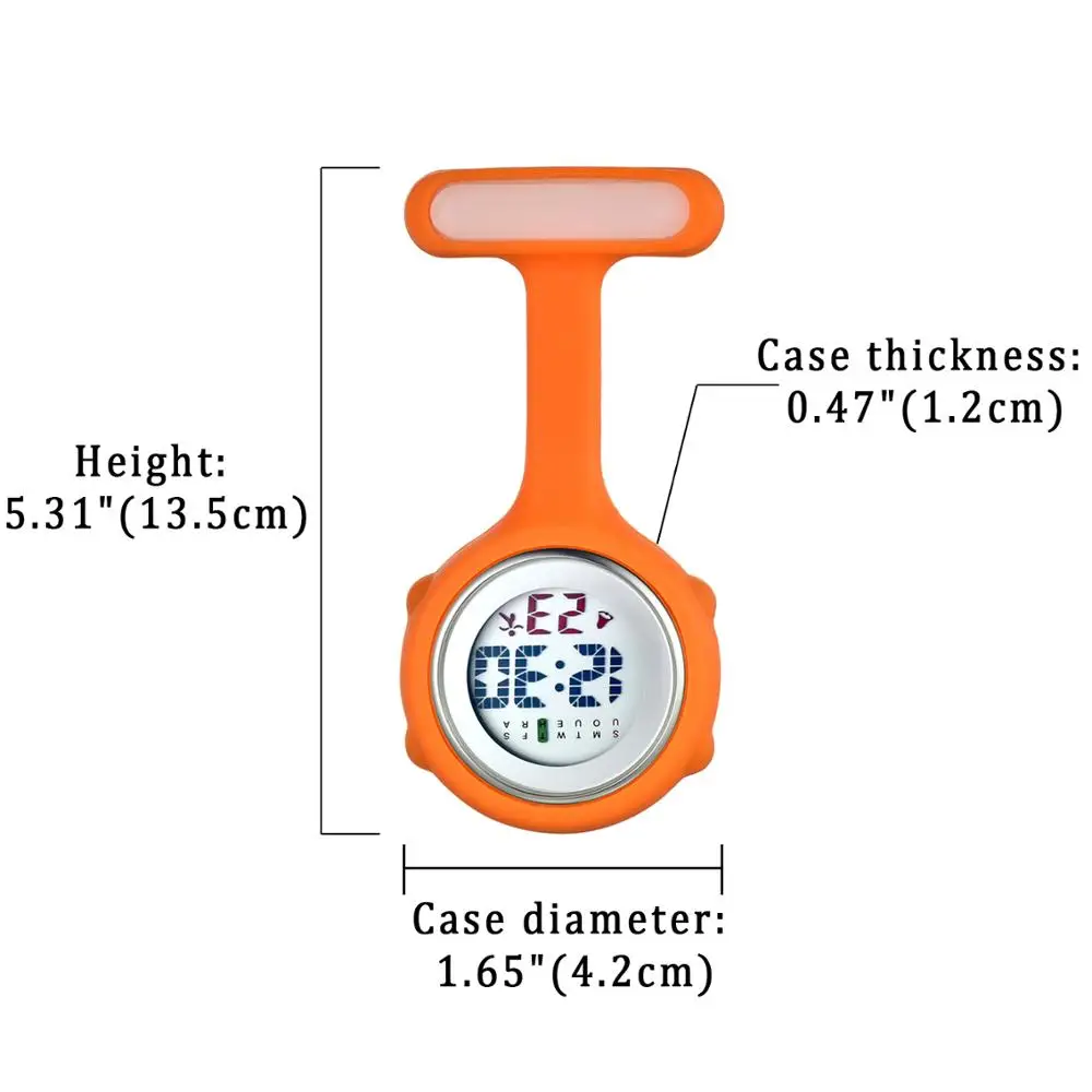 LANCARDO Kỹ Thuật Số Silicone Y Tá Đồng Hồ Fob Đồng Hồ Bỏ Túi Trâm Cài Ve Áo Dây Bác Sĩ Y Tá Tặng Đồng Hồ Unisex Thời Trang & Thường Ngày