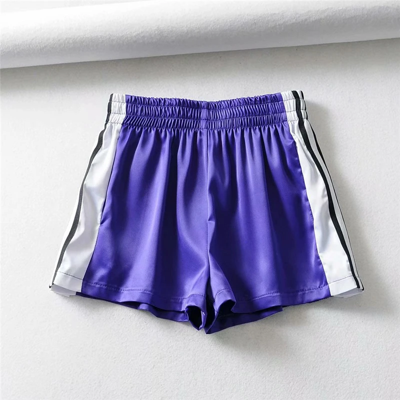 Pantalones cortos de satén Sexy de verano para mujer, pantalones cortos de baile elásticos coreanos negros, pantalones cortos de cintura alta a la