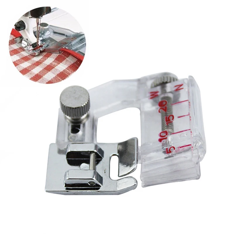 1Pc Free Adjustable Bias Tape Binding Piping Foot Snap On Presser Foot For Cloth Strip Sewing Machine Tool Accessories