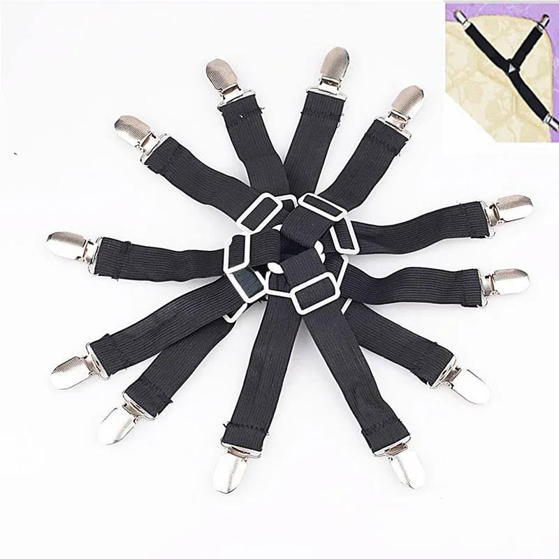 Adjustable Bed Sheet Clips Cover Grippers Holder Mattress Duvet Blanket Fastener Straps Fixing Slip-Resistant Belt