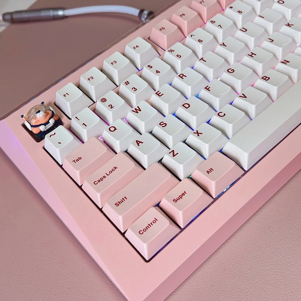 PBT Dessert Keycap Cherry Profile Pink White Color Dye Sublimation Mechanical Keyboard Girl Gift GK61 Anne Pro 2