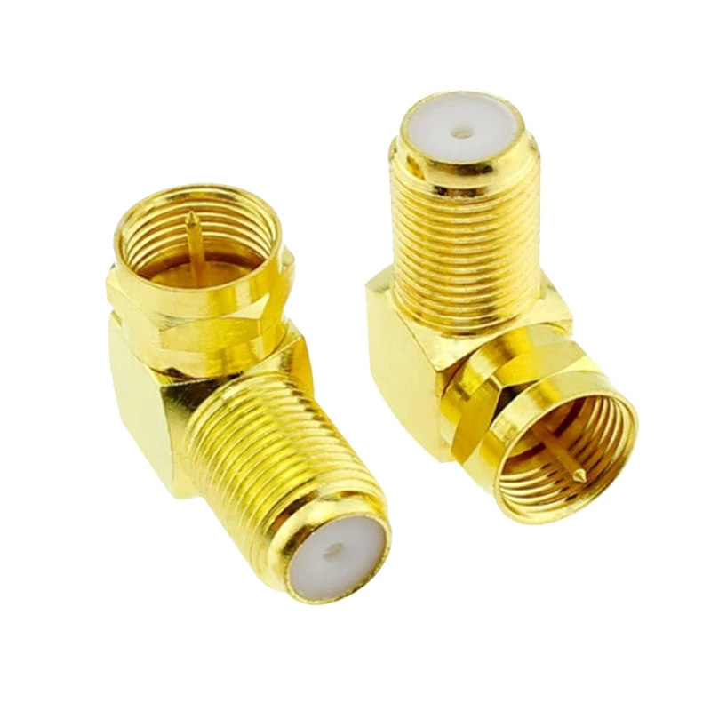 A9LC 90 Degree Coaxial Connector 2-Pack F Type Right Angle Male to Female RF Coax Cable Adapter for Satellite Receiver