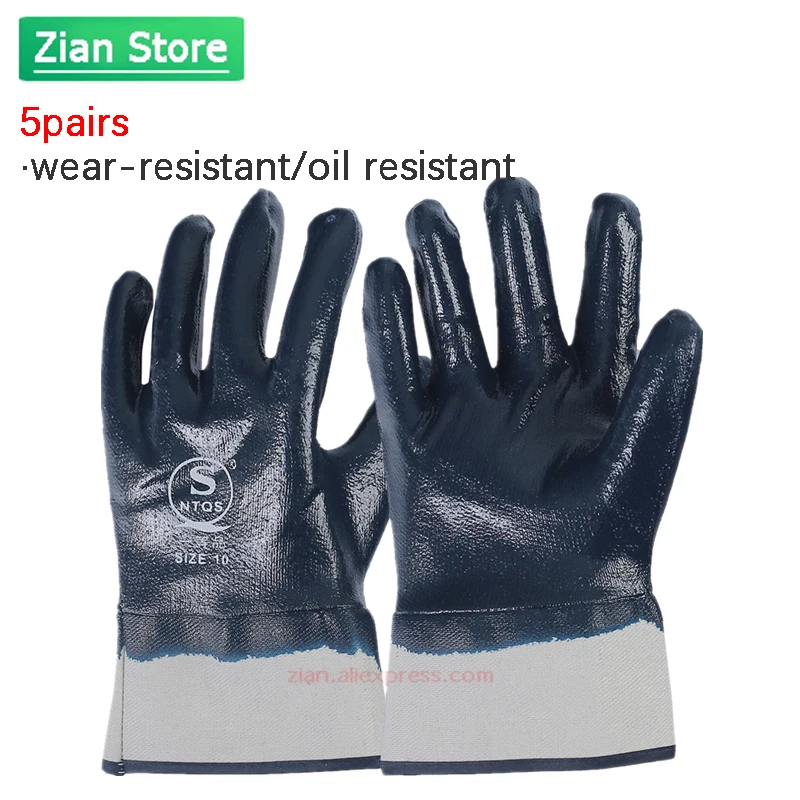 Nitrile Gloves Dark Thicken Rubber Glove Waterproof Oil Resistant for Gas Station Working Safety Protection Safety Gloves