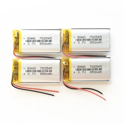 4x3.7V 850mAh litowo-polimerowa LiPo akumulator 702545 do Mp3 PAD DVD e-book zestaw słuchawkowy Bluetooth masażer inteligentny zegarek