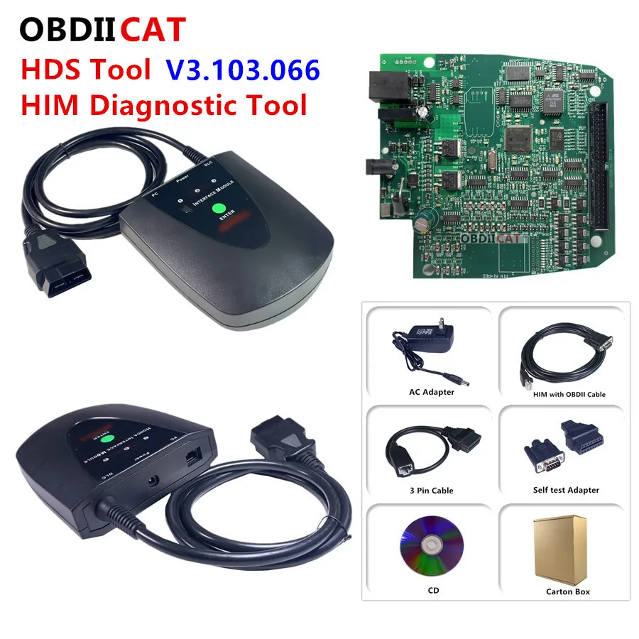 

OBDIICAT-Newest Version V3.103.066 HDS HIM With Double Board Diagnostic Tool For Hon-da With Z-TEK USB1.1 To RS232 Connector