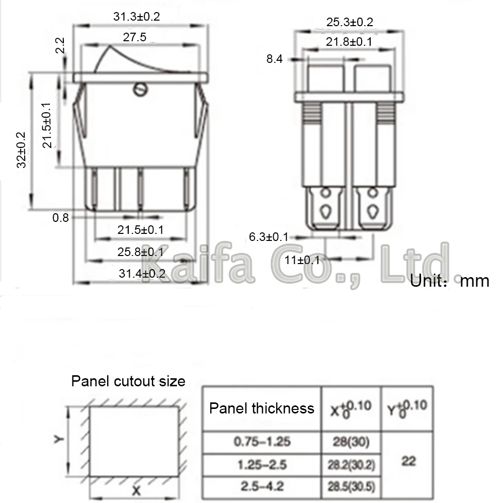 1PCS KCD6 15A 250V AC Rocker Switch  6pins With Lamp ON-OFF The Electric Grill  Electric Heater Double Ship Type