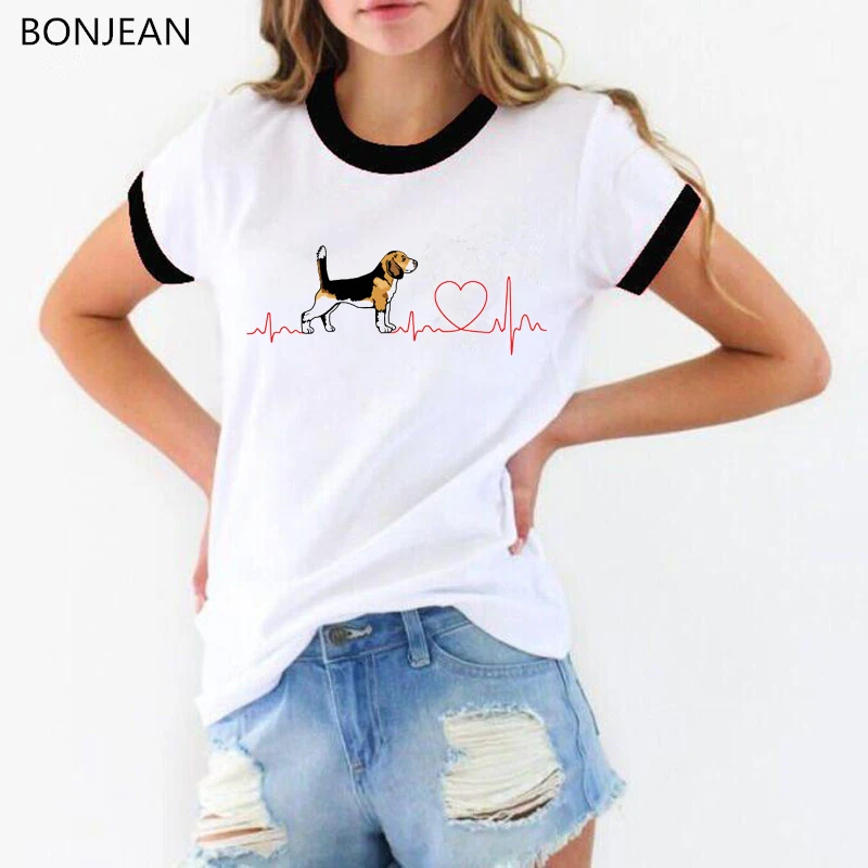 

Beagle love EKG Funny T-Shirt women harajuku kawaii Summer tops tee shirt femme Cute Casual Girl tshirt female tumblr t shirt