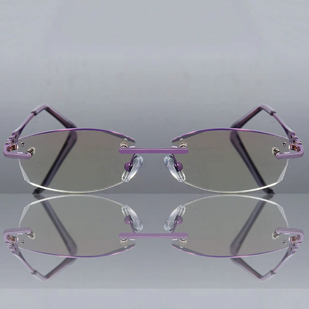Titanium Frame Ultra Light Rimless Frame Diamond Cut Women luxury Reading Glasses +0.75 +1 +1.25 +1.5 +1.75 +2 +2.25 +2.5 to +4