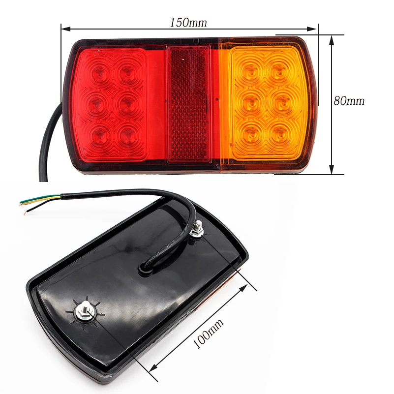 1X Waterproof 24 LED Taillights Truck Lorry Stop Rear Tail Light Auto Car Signal Lamp Caution Indicator Fog Light Red Amber