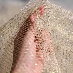 Half Yard Hard Tulle Mesh Fabric Transparent Plaid Net Fabric Golden Silver Apparel Mesh Cloth DIY Sewing