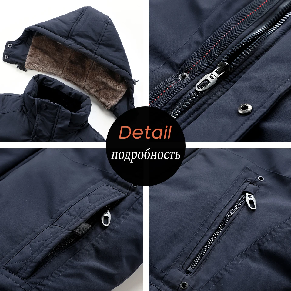 2022 Men Winter New Outdoor Long Waterproof Thick Warm Fleece Parkas Jacket Coat Men Classic Casual Brand Pockets Hat Parka Men