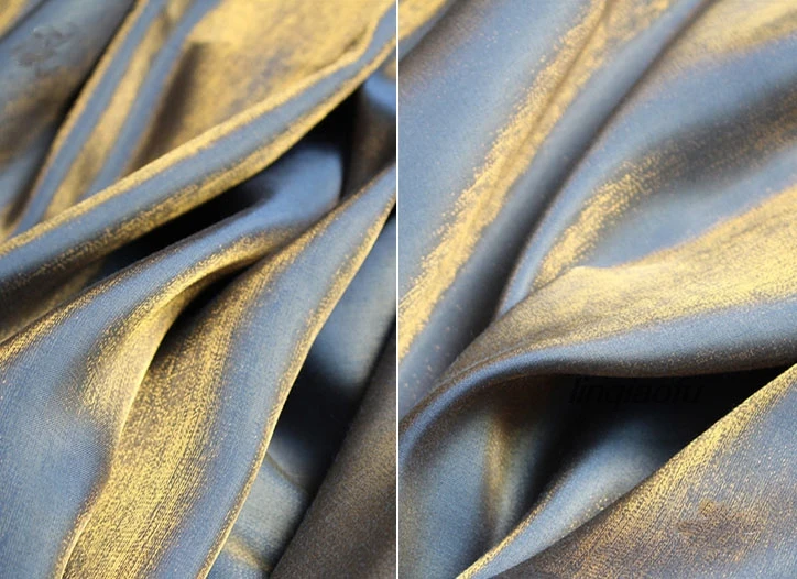 Gold blue gray ice silk satin cloth Bright silk wedding dress bright mesh red cloth  High-end laser clothing fabric