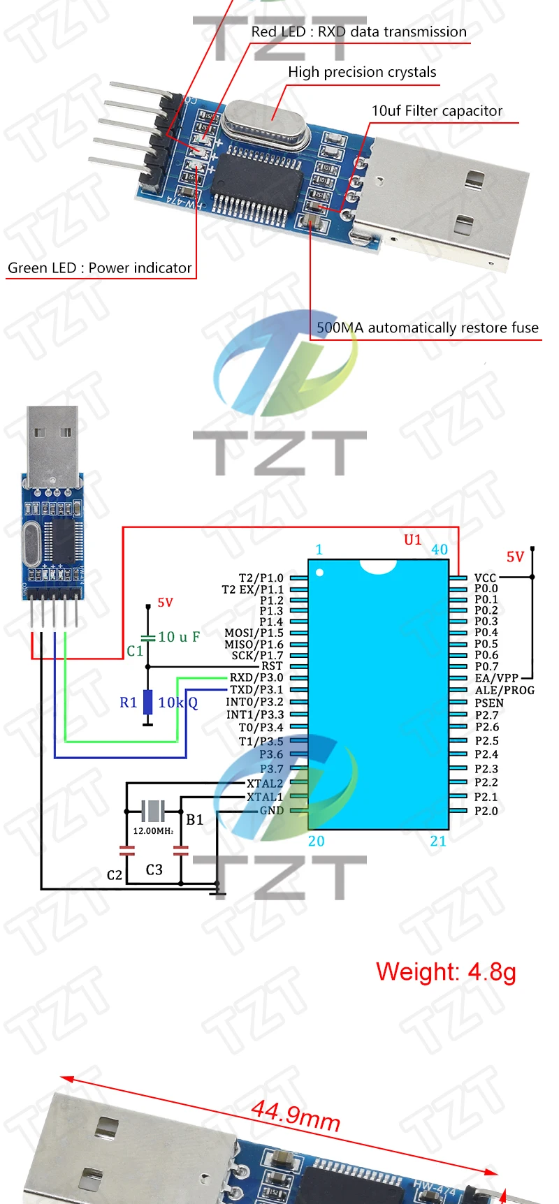 TZT 3 teile/los = 1PCS PL2303HX + 1PCS CP2102 + 1PCS CH340G USB ZU TTL für arduino PL2303 CP2102 5PIN USB zu UART TTL Modul – Detail 3