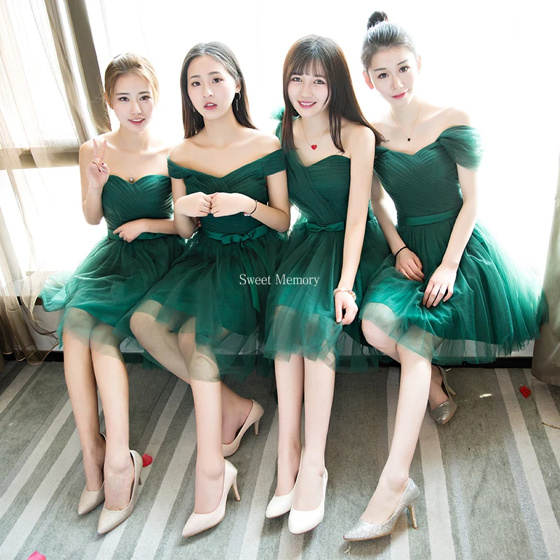 U933ผู้ใหญ่ Junior สีเขียวเพื่อนเจ้าสาวสำหรับสตรีชุด Plus ขนาด Prom Dresses สาว Lace Up Vestidos Tulle งานแต่งงาน robe