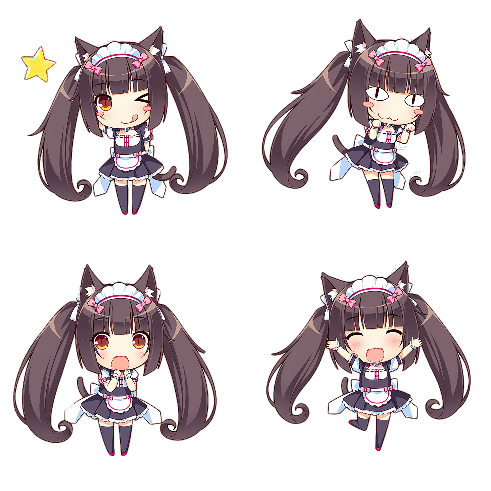 Three Ratels CD1 funny NEKOPARA_CHRONICLE Chocola  Cartoon Waterproof Decal Cute cat's ear girls sticker on Wall Fridge car