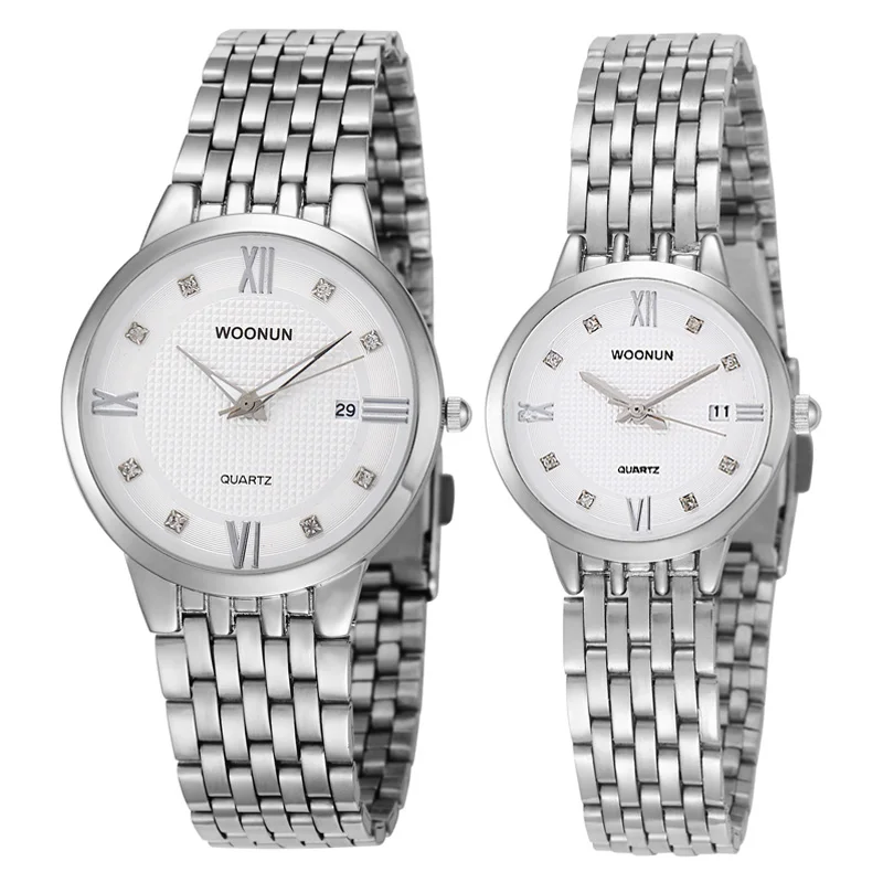 Montre de luxe de Couple pour hommes et femmes, en or, en acier inoxydable, à Quartz, pour amoureux