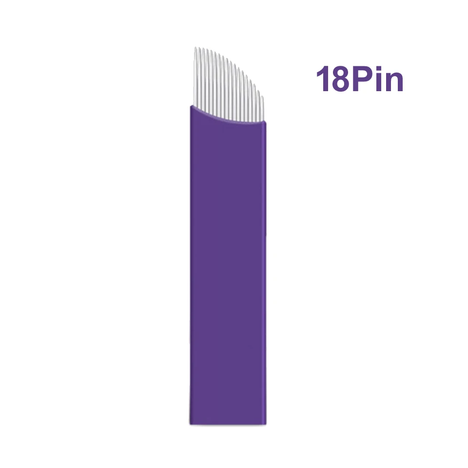 100 قطعة/الوحدة المتاح تعقيم الأرجواني شفرات دبوس الإبر ل تجميل دائم دليل التطريز الحاجب ثلاثية الأبعاد الوشم الإبر