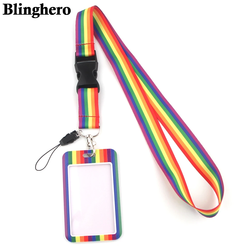 CB106 Rainbow Neck Strap Lanyard keychain Cell Phone Strap ID Badge Holder Rope Keychain Keyring Fashion Accessory Gift